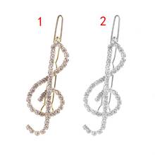 Women Elegant Classical Music Note Treble Clef Shape Hair Clips Luxury Glitter Rhinestone Decor Hairpins Jewelry Party Barrettes 2024 - buy cheap