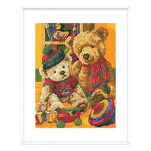 Teddy Bear Patterns Cross Stitch Embroidery Kits Unprinted Fabric 11 14CT Everything For Handmade DIY Needlework Canvas Painting 2024 - buy cheap