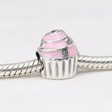 Pingente de enfeite autêntico s925 bracelete personalizável bracelete de aniversário com contas rosa esmaltado joias faça você mesmo 2024 - compre barato