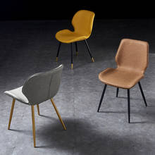 Роскошный стул для столовой, стол для столовой, простая современная мебель для дома, кожаный стул со спинкой, стул для одевания, обеденный стул в скандинавском стиле 2024 - купить недорого