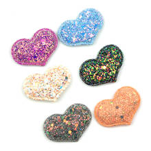 24Pcs 3*4.5cm Glitter Heart Shape Shiny Padded Appliques for Kids headwear Accessories DIY Stick-on Craft Decoration wholesale 2024 - buy cheap