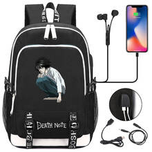 Mochila escolar de Anime Death Note para hombre, mujer, estudiantes, mochila para portátil con carga por USB, viaje, para niños, adolescentes 2024 - compra barato