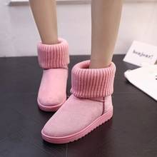 Winter new Korean version of the thick snow boots pure color plus velvet warm student flat cotton shoes women's pink ankle boots 2024 - buy cheap