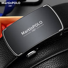 MartinPOLO-Cinturón de cuero genuino para hombre, correa de cuero de vaca para hombre, cinturones de lujo para hombre, hebilla de aleación automática, cinturón de negocios MP02601P 2024 - compra barato