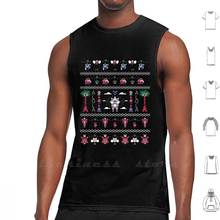 Um sol natal tanque topos colete sem mangas natal pixel camisola padrão geeky vídeo game nostalgia infância bolso 2024 - compre barato