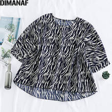 DIMANAF-Blusa holgada informal de verano para mujer, camisa con estampado a rayas, ropa de gran tamaño, 2021 2024 - compra barato