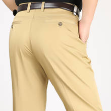 Khaki Suit Pants Men Summer Thin Business High Waist Long Trousers Straight Ice Silk Cotton Dress Pants Male Formal Office Wear 2024 - buy cheap