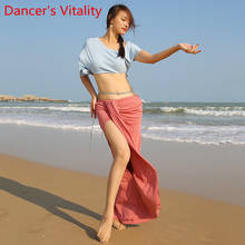 Belly Dance Racing Wear Practice Clothes Cotton Cropped Top Long Skirt Oriental Indian Dancing Matching Beginners Training Cloth 2024 - buy cheap