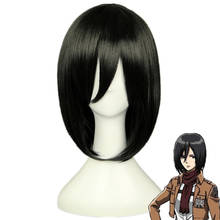 Attack on Titan Mikasa Ackerman Short Bob Black Heat Resistant Synthetic hair Cosplay Costume Wig 2024 - buy cheap