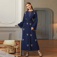 Кимоно женское длинное с вышивкой, мусульманский халат абайя сяри с алмазным бисером, одежда для поклонения в мусульманском стиле, F2677 2024 - купить недорого