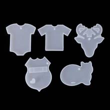 5Pcs Handmade T-shirts Elk Deer Cat Babysuit Pendant Molds Keychain Resin Mold Kit Epoxy Resin Jewelry Making Tools 2024 - buy cheap