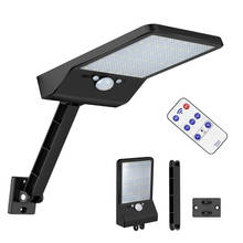 Luminária solar com 48 leds com controle remoto, possui sensor de movimento, lâmpada de rua com sensor de movimento