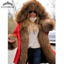 2020 Fashion Winter Jacket Women Real Fur Coat Natural Real Fox Fur Collar Loose Long Parkas Fur Outerwear Detachable Clothing 2024 - buy cheap