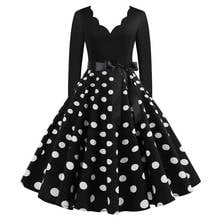 Women Long Sleeve Dress Plus Size Elegant Party Vintage Dress Robe Casual Black Print New Year 2024 - buy cheap