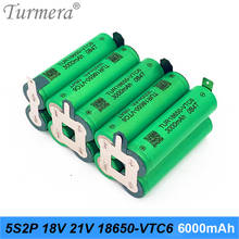 Turmera-batería de litio 18650 VTC6 para destornillador, 3000mAh, 6000mAh, 5S, 18V, 21V, 30A, tira de soldadura, Shurika Shura, personalizada 2024 - compra barato