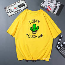 Camiseta feminina engraçada, t-shirt para mulheres que não touch em estampa de letras, de cacto sólido, harajuku, kawaii, roupas 2024 - compre barato