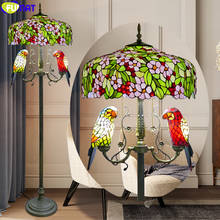 FUMAT Tiffany Dragonfly Lotus Parrot Jade Stained Glass Mulit Color Floor Lamp Alloy Light Frame Decorative Classical Lighting 2024 - buy cheap