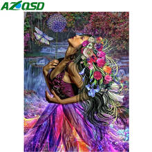 AZQSD-mosaico bordado con diamantes redondos para mujer, regalo hecho a mano, Retrato, bordado, decoración del hogar 2024 - compra barato