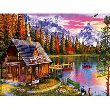Gatyztory Diy Painting By Numbers Lake House Canvas Colouring Landscape Handpainted Gift Frame Wall Decor Artwork 2024 - buy cheap