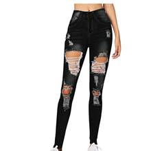 Black Ripped Jeans For Women Street Style Sexy High Waist Distressed Trouser Stretch Skinny Hole Denim Pencil Pants 2021 #4 2024 - buy cheap