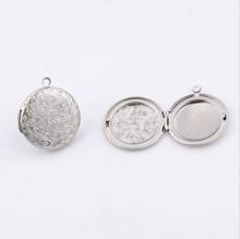 2pcs/lot Stanless Steel Vintage Flower Pattern Photo Frame Locket Charms DIY Can Open Round Photo Box Accessories 26*31mm 2024 - buy cheap