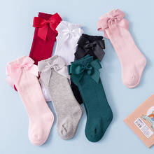 Calcetines hasta la rodilla para bebés de 0 a 7 años, medias de bebé español, con lazo grande, princesa rosa, KF187 2024 - compra barato