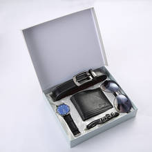 Men Watches Gifts Set Luxury Fashion Quatrz Watch Top Quality Belt Wallet with Sunglasses Bracelet 5pcs set For Men Father Festi 2024 - buy cheap
