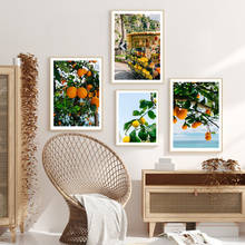 Carteles de limones y frutas tropicales de estilo escandinavo, pintura en lienzo, sala de estar de pared para imágenes artísticas, decoración sencilla para el hogar 2024 - compra barato