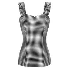 Belle Poque Women Tops Summer Clothes Slim Ruffled Shoulders Tops Sleeveless Square Neck Smocked Back Grid Plaid Sexy Tank Top 2024 - buy cheap