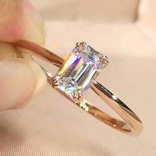 Anillo de oro rosa de 18 quilates para mujer, sortija con diamantes de moissanita de 1, 2, 3, 4 y 5 quilates, Esmeralda rectangular, para boda, fiesta, compromiso, aniversario 2024 - compra barato