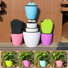 Novo automático água-absorvente preguiçoso vaso de flores fixado na parede redonda resina verde rabanete plástico vaso de flores jardinagem preguiçoso vaso de flores 2024 - compre barato