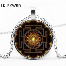 LKLRYWBD/винтажное сакральное Sri Lanka Yantra круглая стеклянная подвеска ожерелье ювелирные изделия 2024 - купить недорого