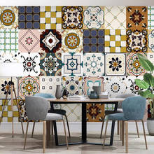 Custom 3D Photo Wallpaper European Style Retro Mosaic Tile Flower Pattern Art Wall Painting Living Room Restaurant Mural Paper 2024 - buy cheap