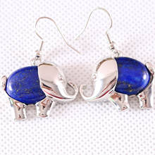 Jewelry Gift for Women Dangle Earrings Natural Blue Lapis Oval CAB Cabochon 16x28MM  Animal Elephant Earring 1Pair U104 2024 - buy cheap