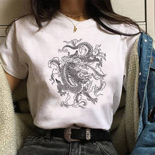 Camisetas de estilo Hip Hop para Mujer, remera Ulzzang Harajuku Kawaii con estampado de dragón chino, Camisetas de gran tamaño para Mujer 2024 - compra barato