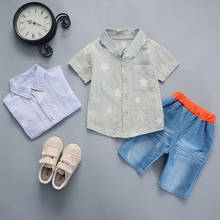 New Summer Baby Boys Clothing Formal Infant Gentleman Printe Shirt Pants 2Pcs/Sets Kids Clothes Cotton Children Leisure Suits 2024 - buy cheap