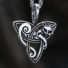 Viking style cat pendant necklace jewelry Norse Scandinavian animal amulet necklace 2024 - buy cheap