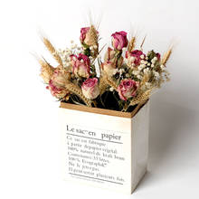 Натуральные сушеные цветы, букет роз, Подарочная коробка, свадебное домашнее украшение для гостиной, украшения в эстетике, винтажный Декор 2024 - купить недорого