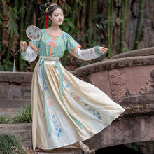 Chinese Style Women Oriental Vintage Hanfu Costumes Flower Embroidery Fairy Dresses Traditional Ancient Princess Daily Outfits 2024 - buy cheap