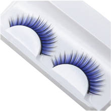 1 par de pestañas postizas azules coloridas gruesas 3D Cruce de pestañas largas naturales de moda herramientas de maquillaje EM014 2024 - compra barato