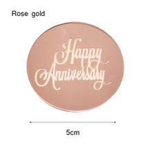 5cm New Gold Happy Anniversary Cupcake Topper Acrylic Sliver Circle Cake Topper for Wedding Anniversary Party Cake Decorations 2024 - buy cheap