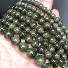 Cuentas de Jades verdes de hierba de piedra Natural, cuentas espaciadoras sueltas redondas de 6/8/10mm para la fabricación de joyas DIY, pulsera y collar de 15 "pulgadas 2024 - compra barato