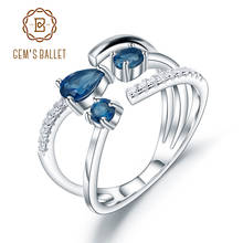 Женское кольцо с топазом GEM'S BALLET, регулируемое Открытое кольцо из стерлингового серебра 925 пробы с натуральным топазом, 0,83ct 2024 - купить недорого