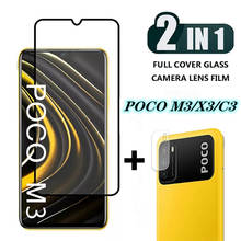 2 in 1 Tempered Glass For Xiaomi PocoM3 X3NFC C3 Screen Protective Camera Lens Film For xiomi Poco F3 M3 Poco x3 Protector Film 2024 - buy cheap