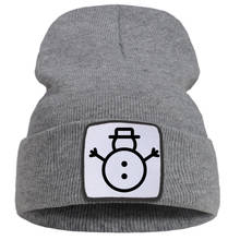 Boneco de neve com botão, chapéu feminino de outono quente para o ar livre chapéus de malha para adolescentes 2024 - compre barato