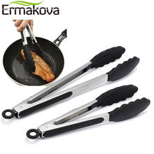 Ermakova língua de silicone, pinça de silicone para grelhar, pinça para servir salada pão, acessórios de cozinha antiaderente, pinça de cozinhar 2024 - compre barato