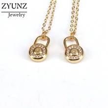 6PCS, CZ Cubic Zirconia Paved Lock Chain Pendant Charms Necklaces For Women Crystal Padlock Charm Necklace Jewelry 2024 - buy cheap