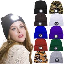 Unissex outono inverno led iluminado boné quente beanies pesca ao ar livre correndo gorro chapéu flash men women campismo escalada bonés # ed 2024 - compre barato