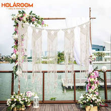 Wedding wall macrame curtains boho tapestry beige knitted cotton large tapestries wedding party wall hanging Christmas decor 2024 - buy cheap