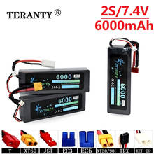 Teranty Power-batería de litio de 7,4 v, 6000mAh, 40C para coches teledirigidos, barcos, Drones, piezas de repuesto, 2s, 6000mah, 7,4 v, batería Lipo T/XT60/JST/EC3 2024 - compra barato